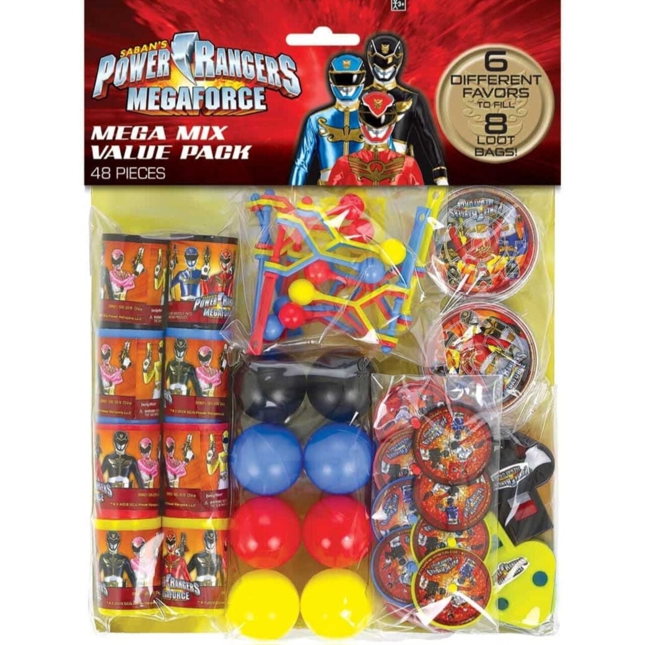Amscan Party Favors - Power Rangers - Mega Mix Value Pack - 48pc Set - Dino Charge